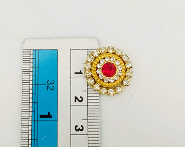 10 Red and Diamante Rhinestones Gold Tiny Round Appliques, Beaded Applique, Headband Applique